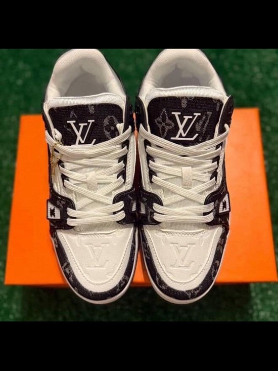 Louis Vuitton Other - Louis Vuitton Kids White and Black Monogram Low-Top Sneakers